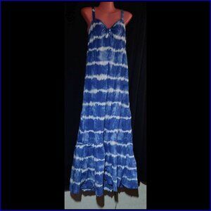 size XL Blue and White Tie Dye Striped Dress (16/18)